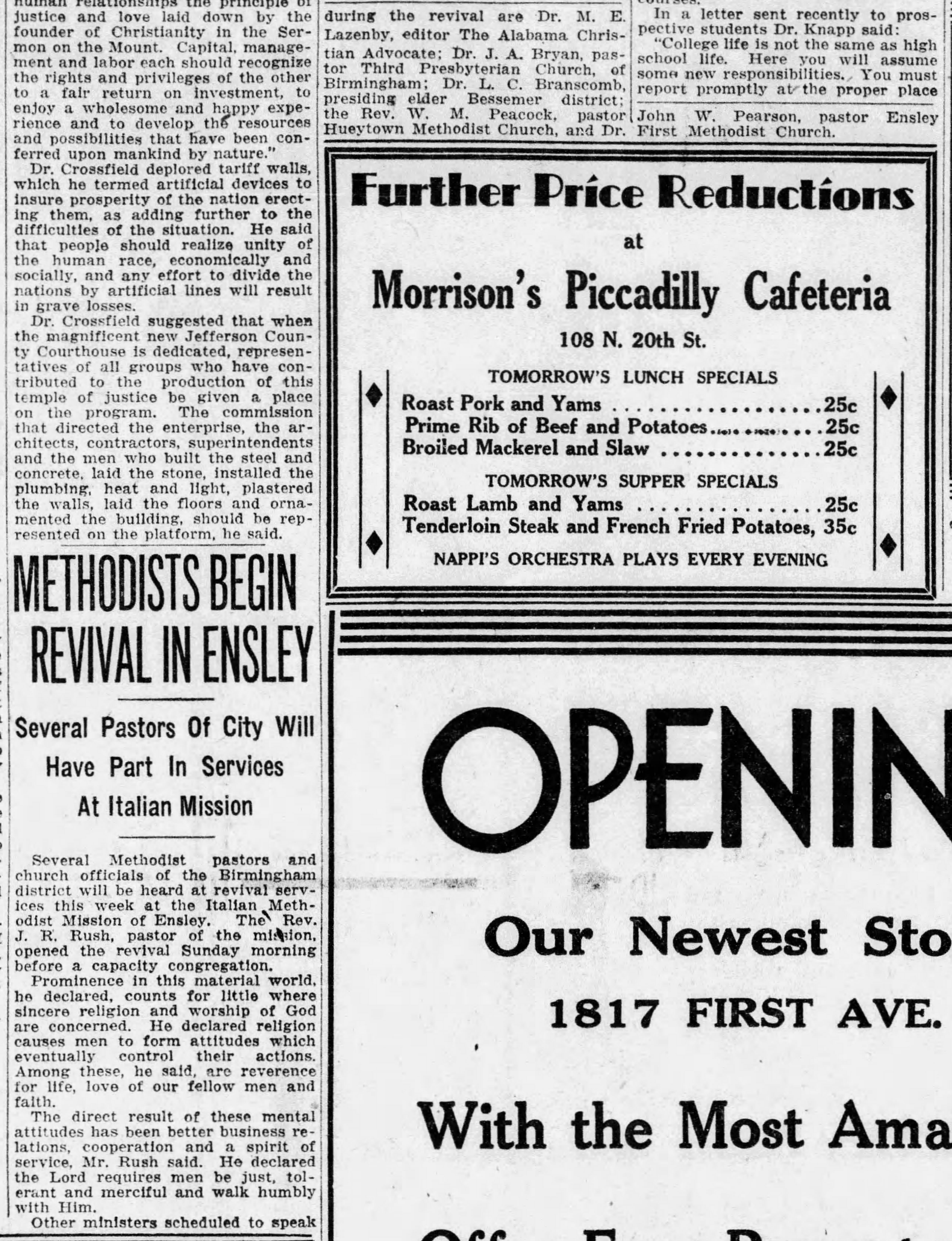 Methodists Begin Revival In Ensley